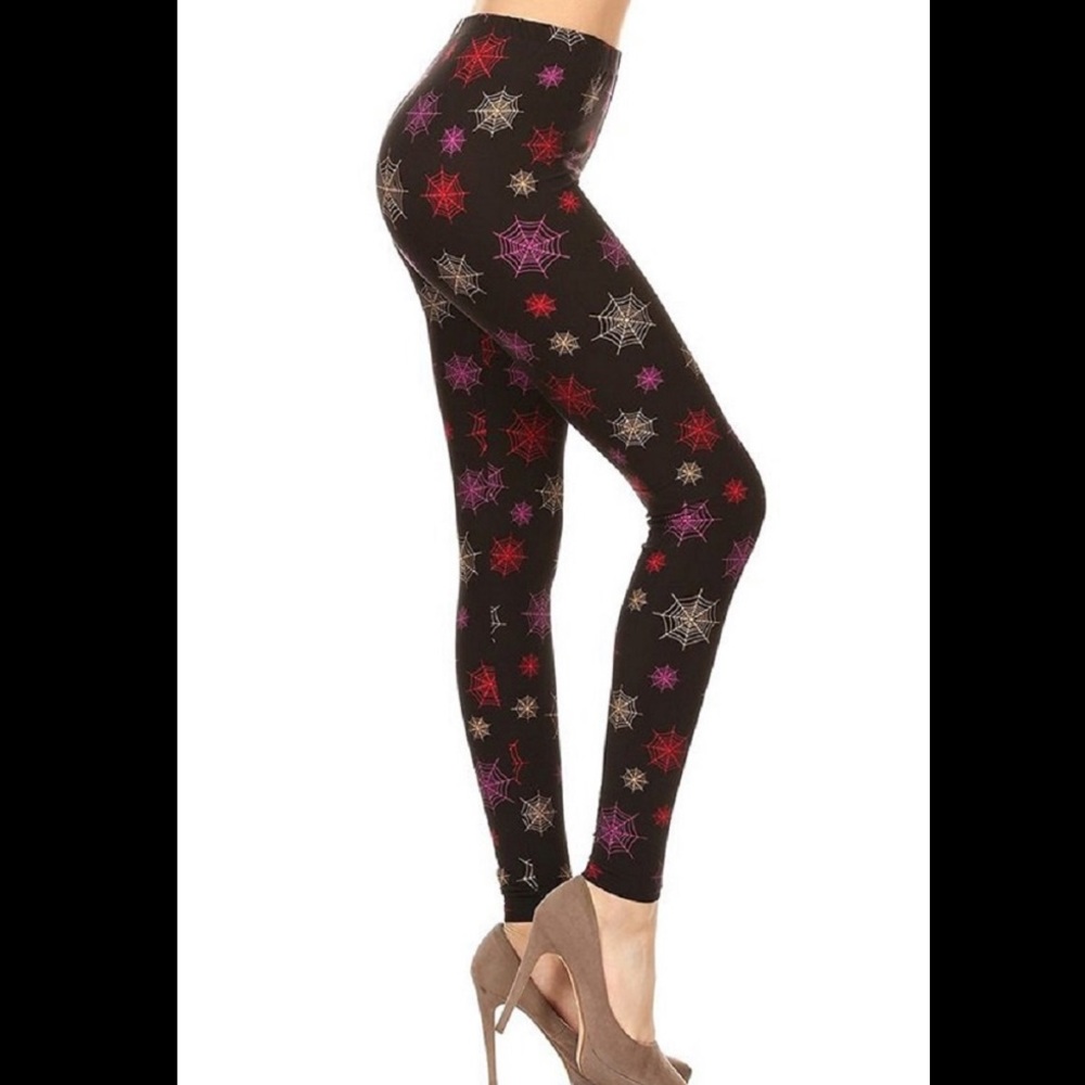 Halloween Multi Color Webs Buttery Soft Leggings